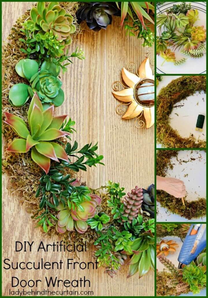 Build A DIY Artificial Succulent Front Door Wreath