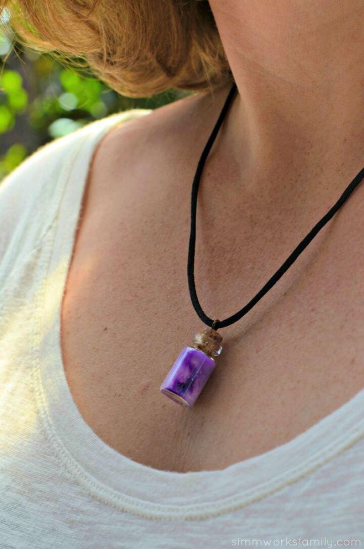Cute DIY Nebula in a Bottle Necklace