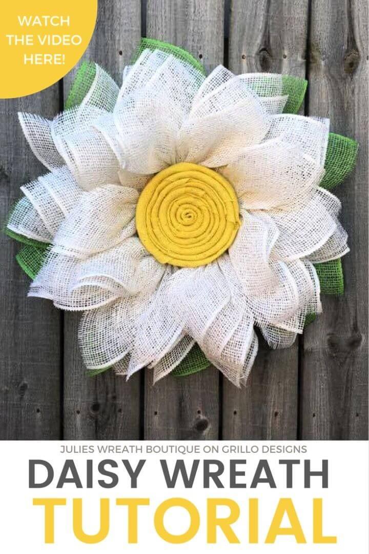 DIY Burlap Daisy Wreath Tutorial