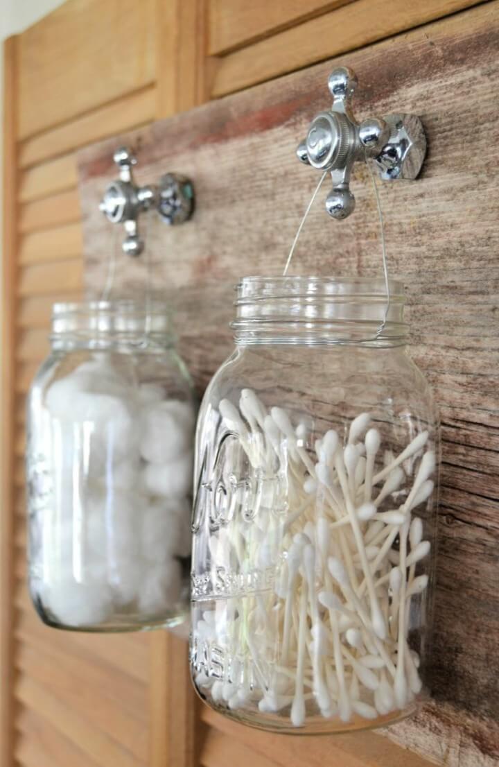 DIY Mason Jar Bathroom Organizer