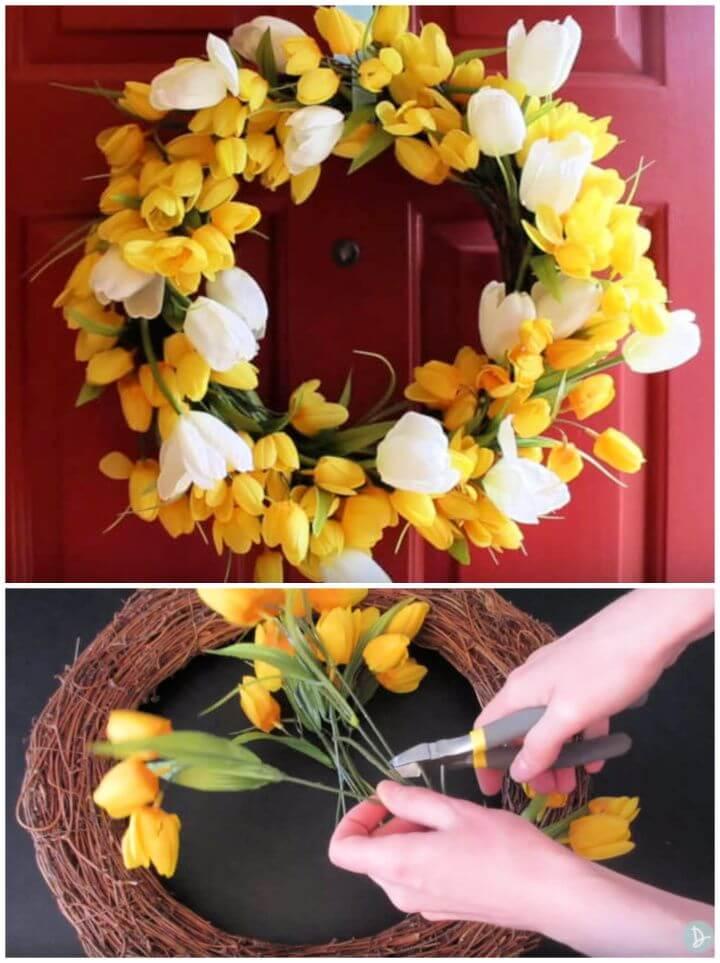 DIY Spring Flower Door Wreath