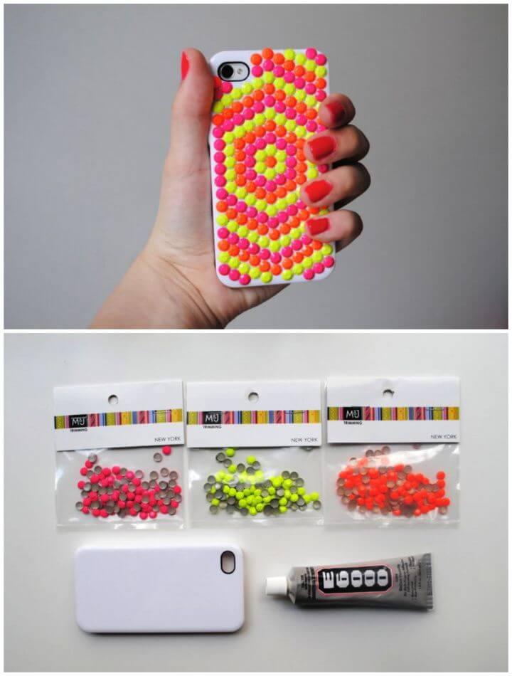 Easy DIY Neon Studded Phone Case 1