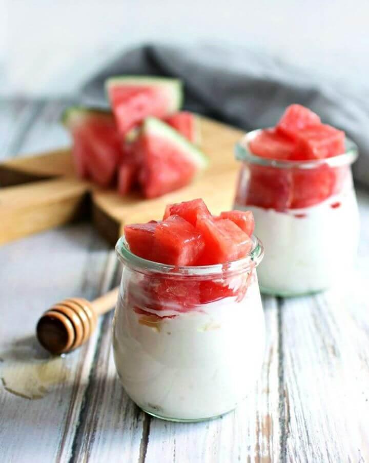 Honey Drizzled Watermelon And Yogurt Parfait