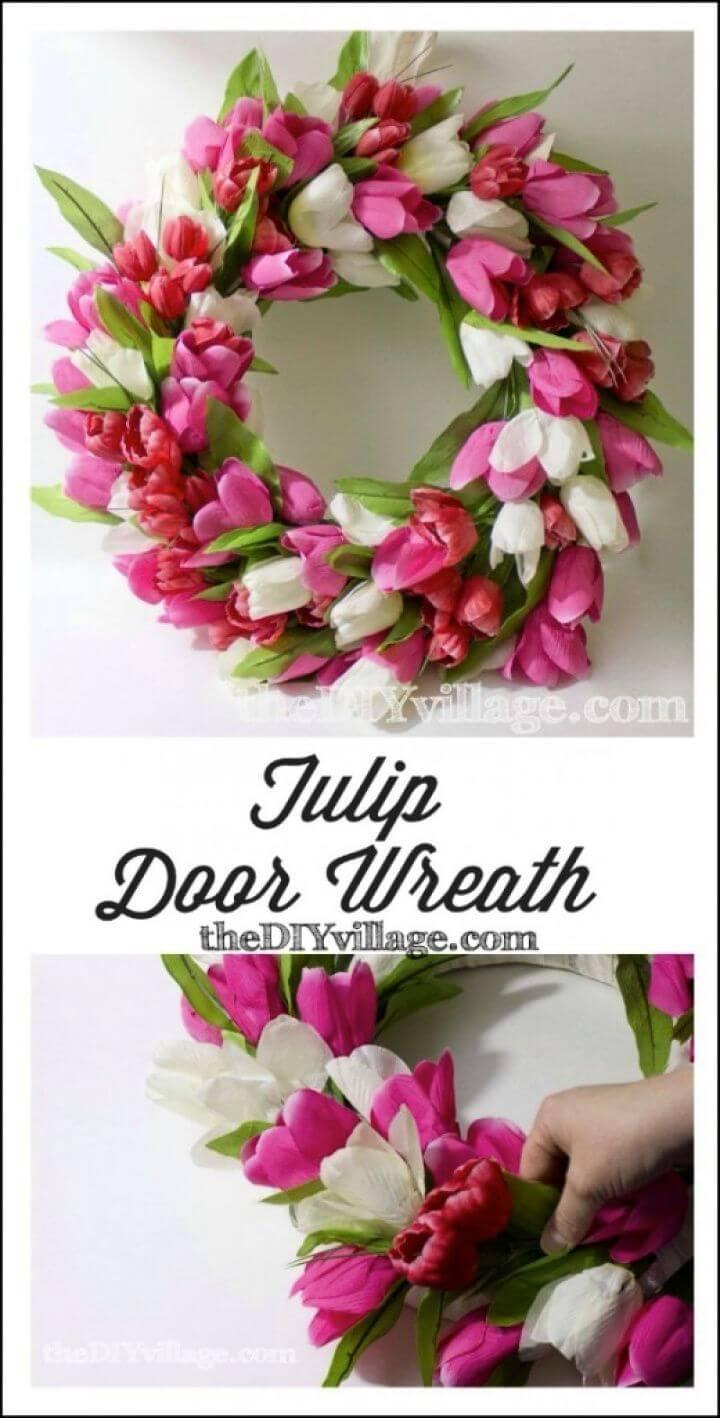 How To DIY Tulip Door Wreath