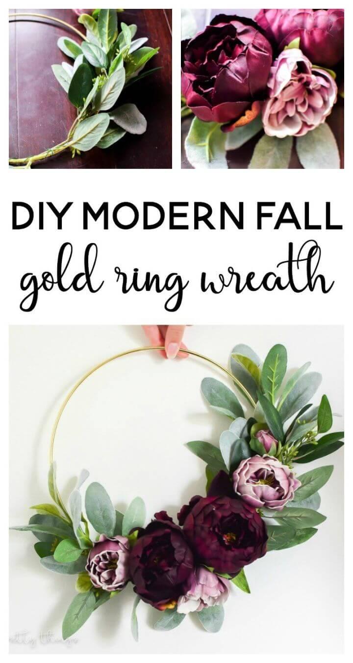 Make A DIY Modern Fall Gold Ring Wreath