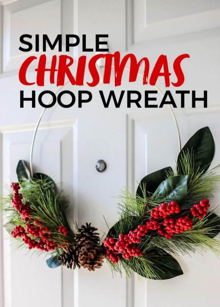 Simple DIY Christmas Hoop Wreath