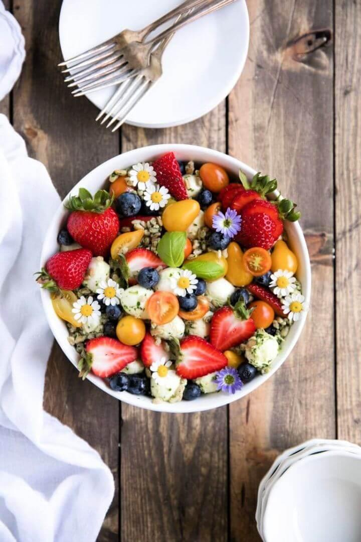 Strawberry And Blueberry Caprese Farro Salad