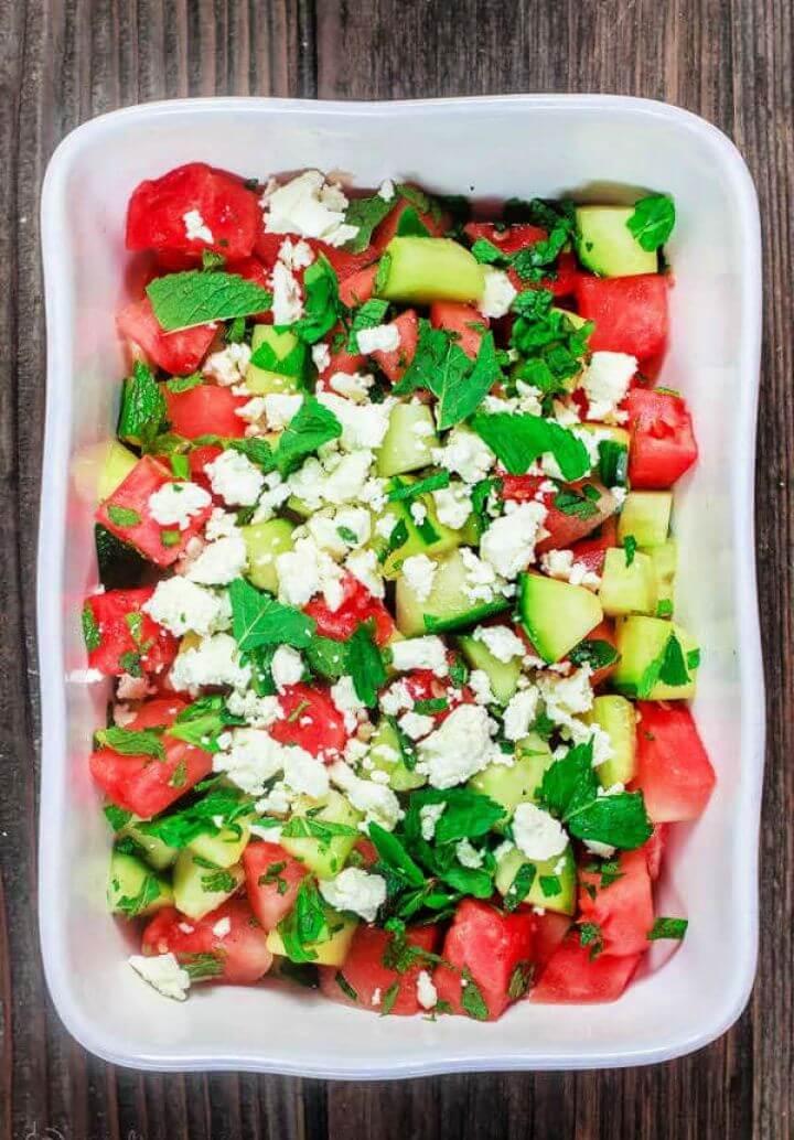 Summer Watermelon Salad With Cucumber Feta And Mint