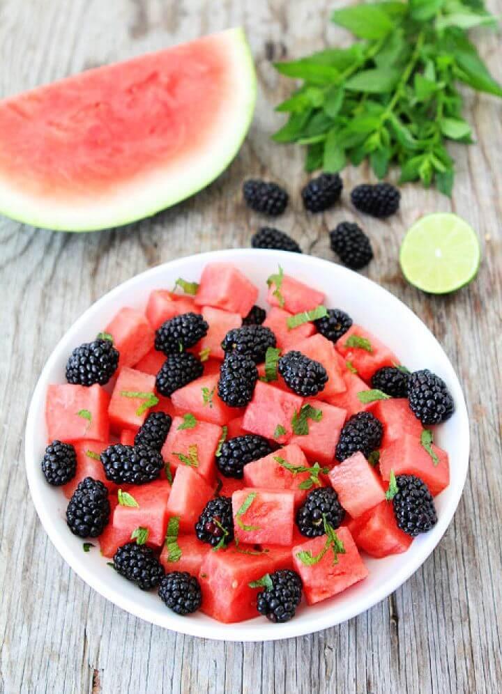 Watermelon Blackberry and Mint Salad