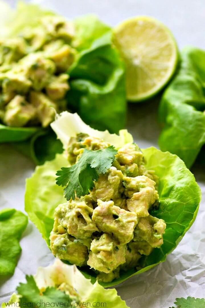 Avocado Chicken Salad Lettuce Wraps