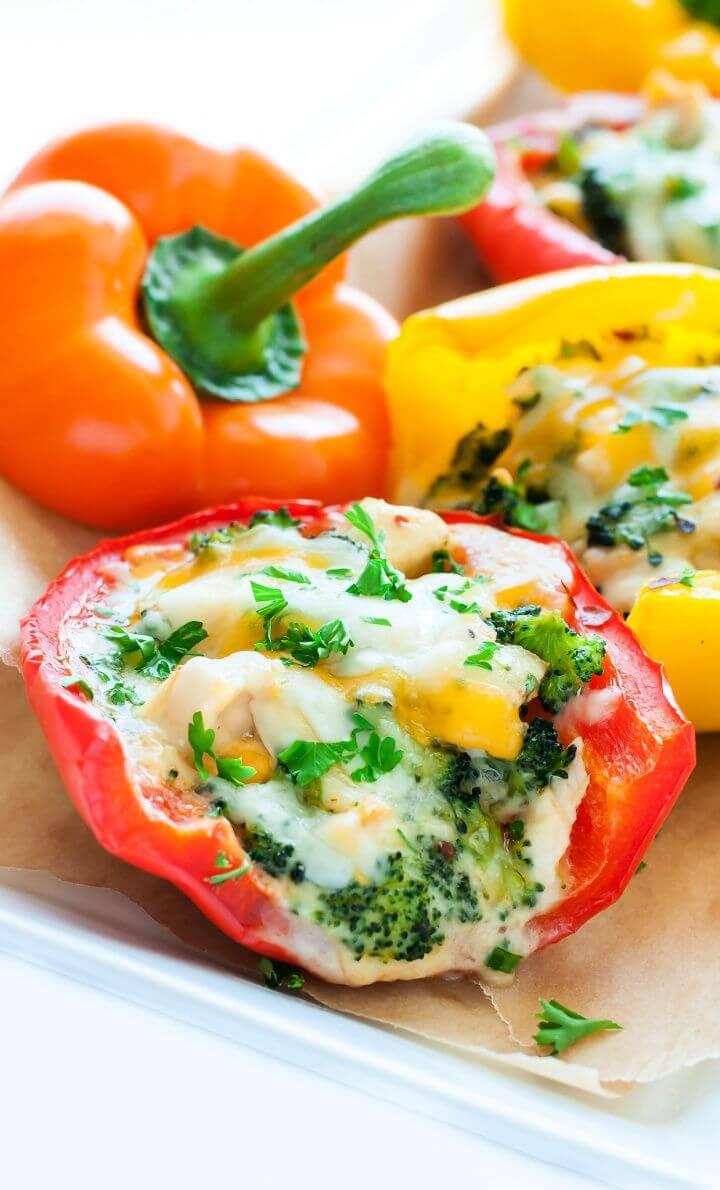 Cheesy Chicken And Broccoli Stuffed Peppers