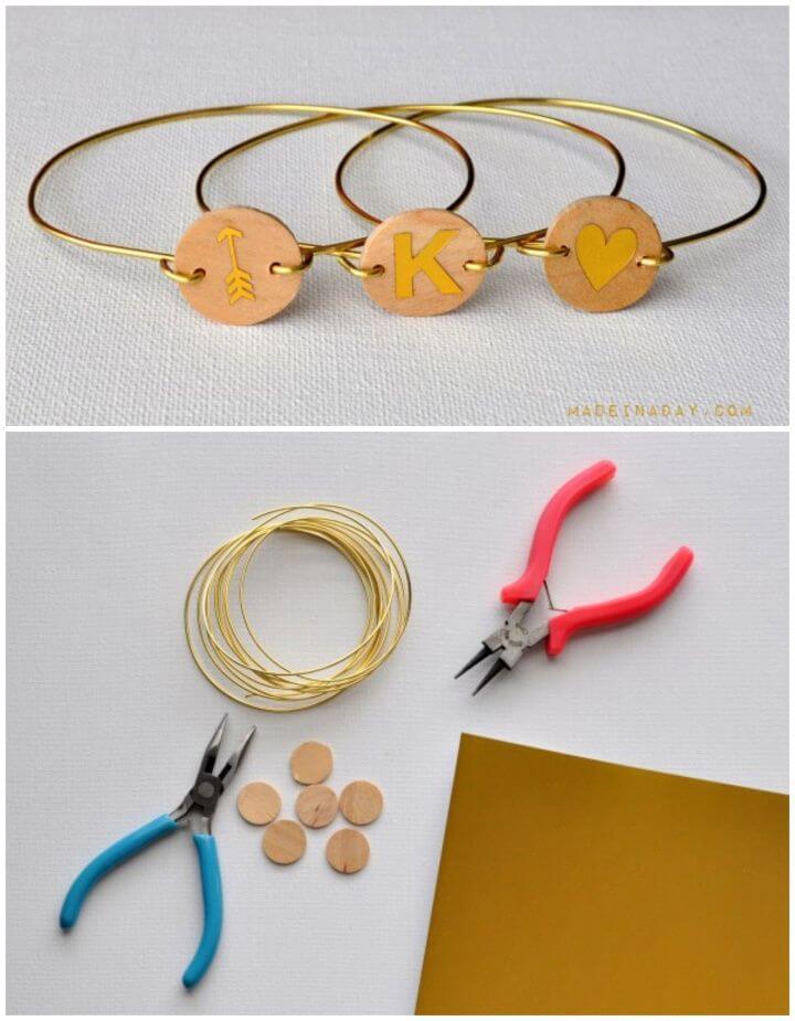 Create A DIY Wood Monogram Wire Bracelet