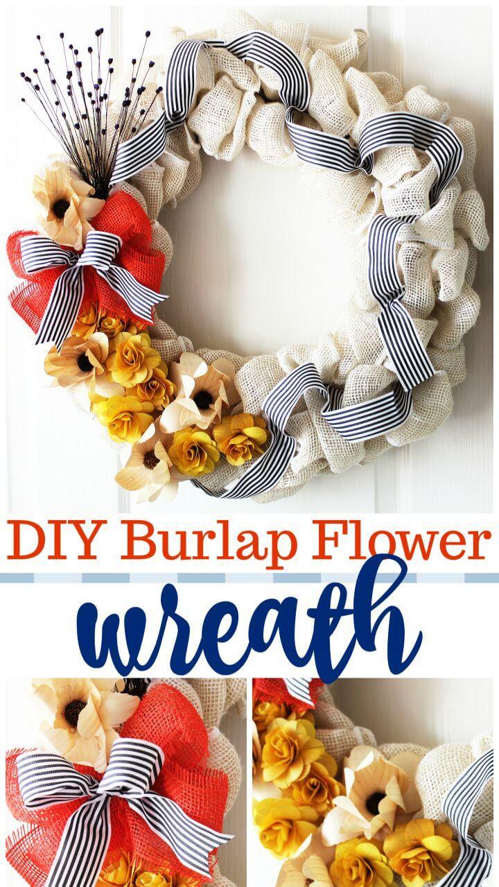 DIY Burlap Flower Wreath – Easy Fall Decor Idea