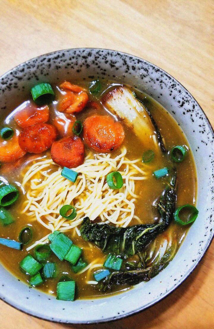 DIY Healthy Vegan Ramen With Caramelized Carrots And Bok Choy