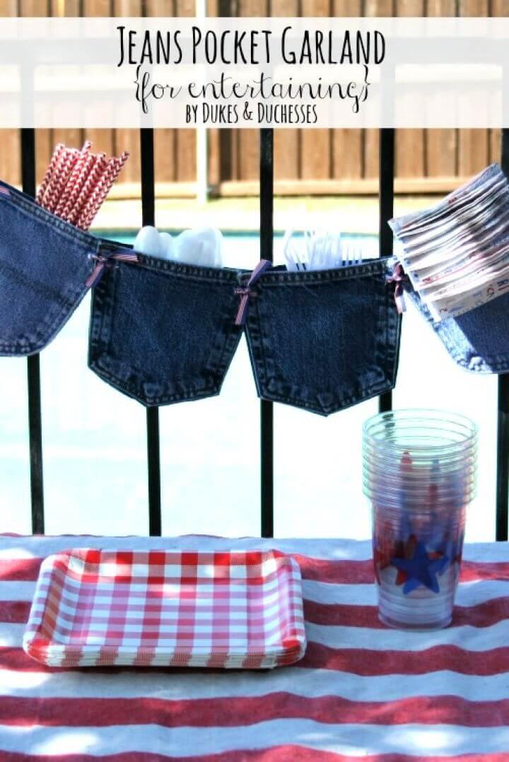 DIY Jeans Pocket Entertainment Organizer Garland