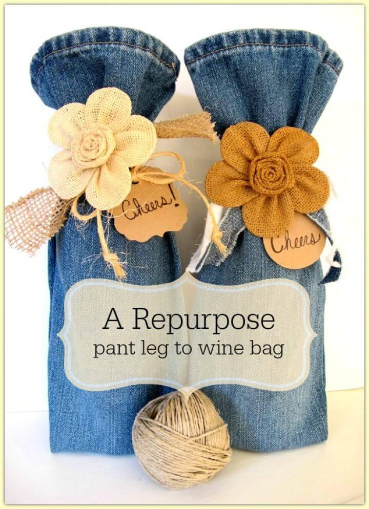 DIY Wine Bag Repurpose – From Pant Legs To Wine Bags