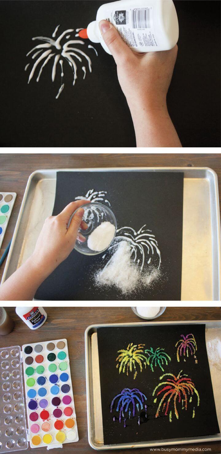 Easy DIY Firework Salt Painting For Kids