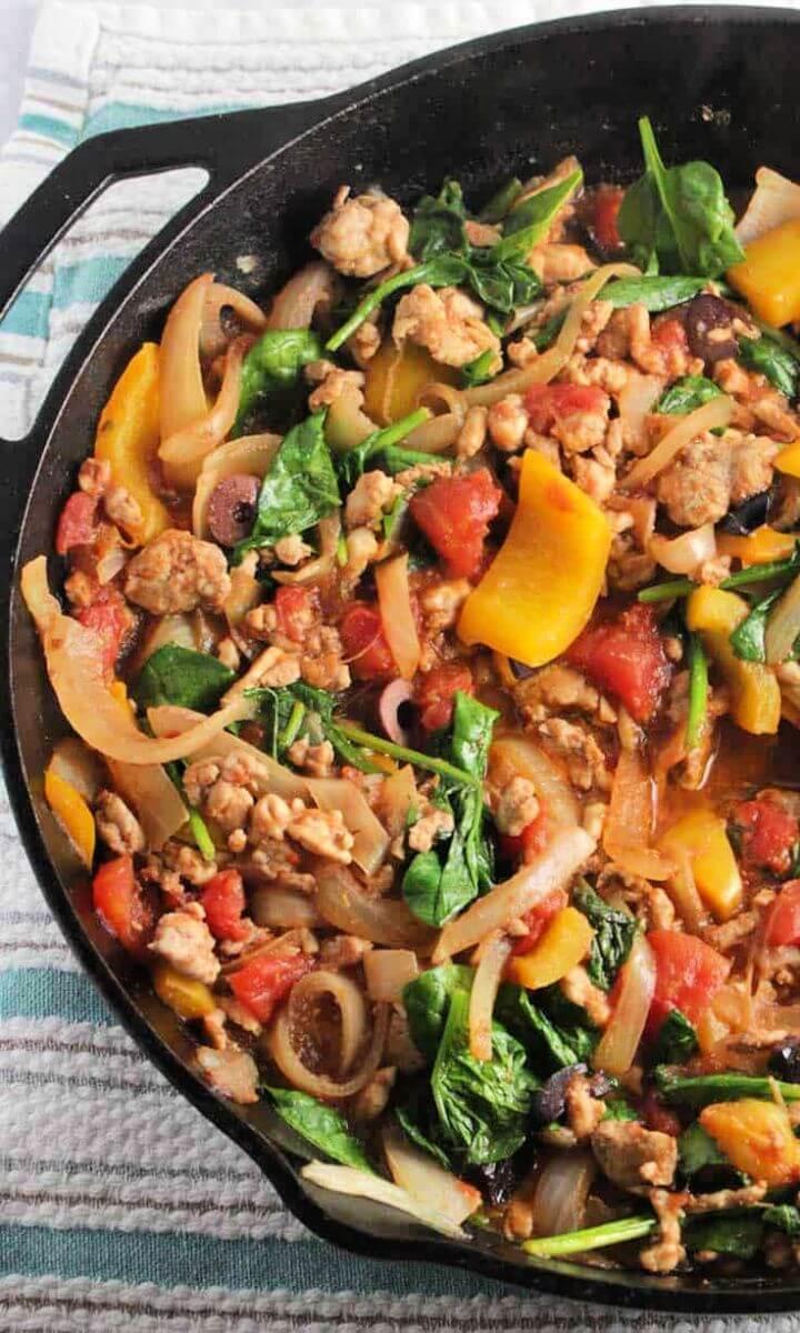 Easy DIY Greek Turkey Spinach Skillet 2