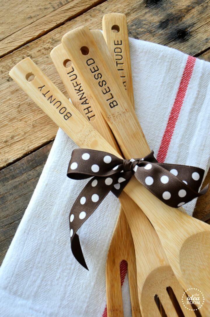 Easy DIY Hand Stamped Wooden Utensils