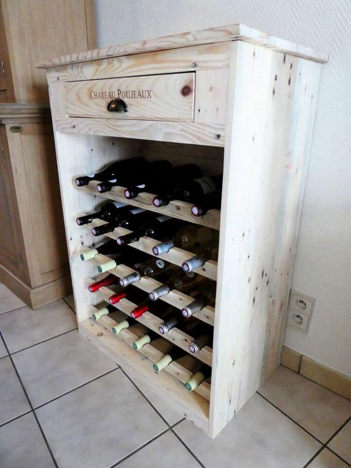 Easy DIY Recycled Pallet Wine Rack with Drawer