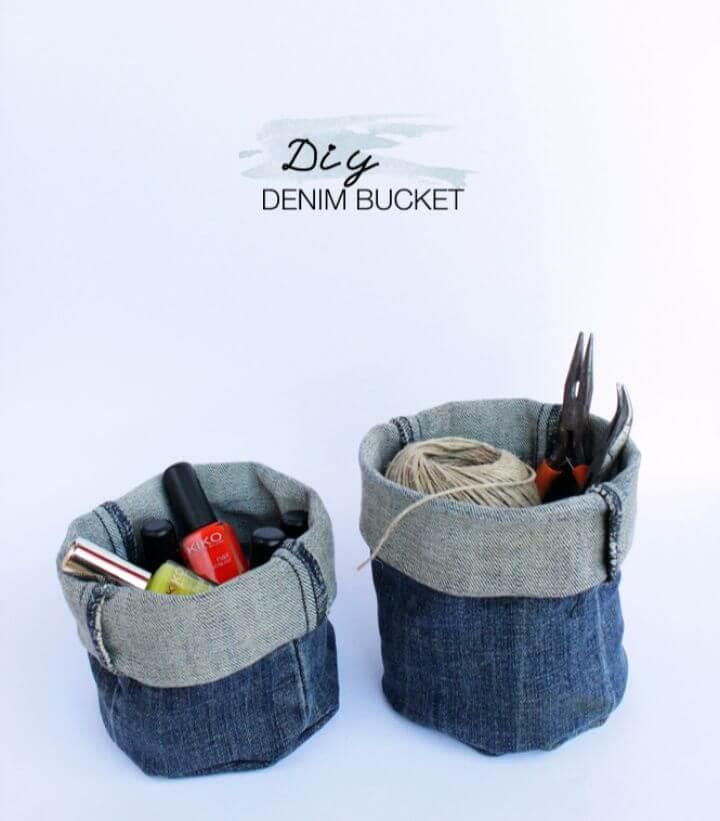 Easy DIY Upcycled Denim Bucket Tutorial