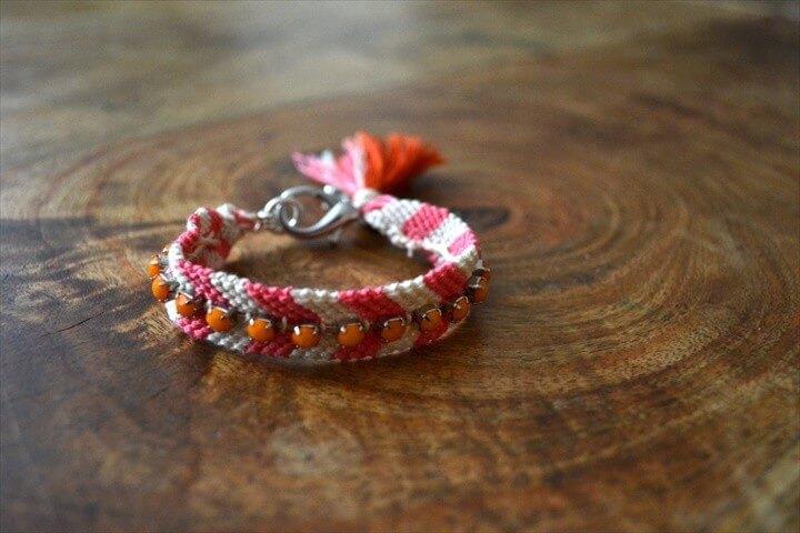 Friendship Bracelet With Rhinestones and Tassel