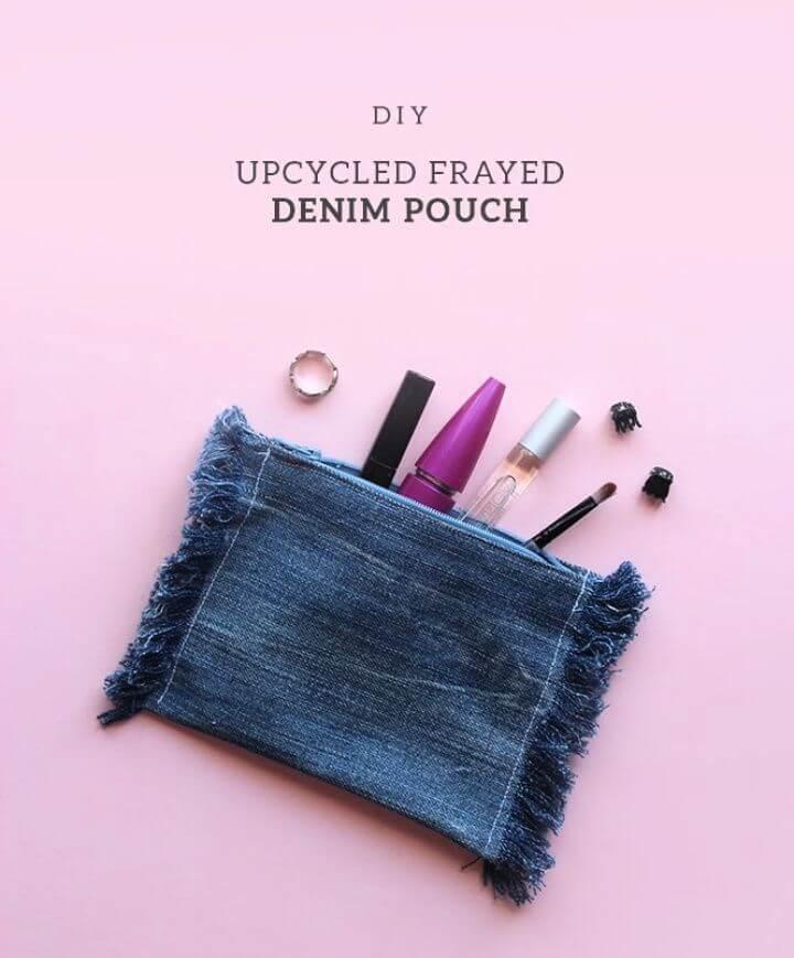 How To Upcycled Frayed Denim Pouch