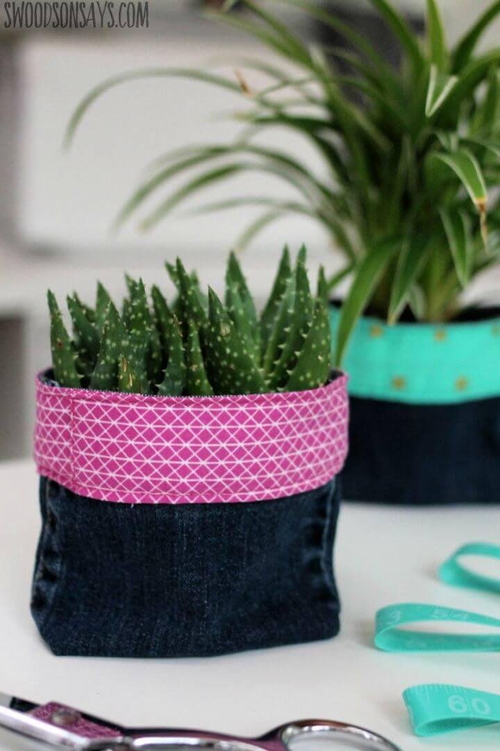 How to Sew an Upcycled DIY Fabric Planter