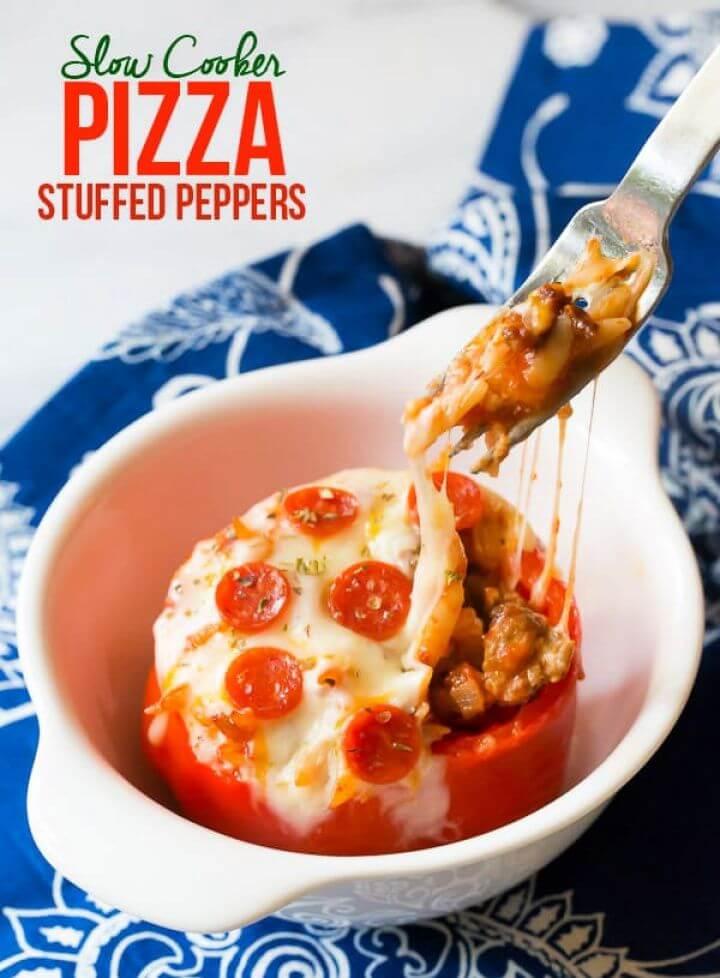 Pizza Slow Cooker Stuffed Peppers