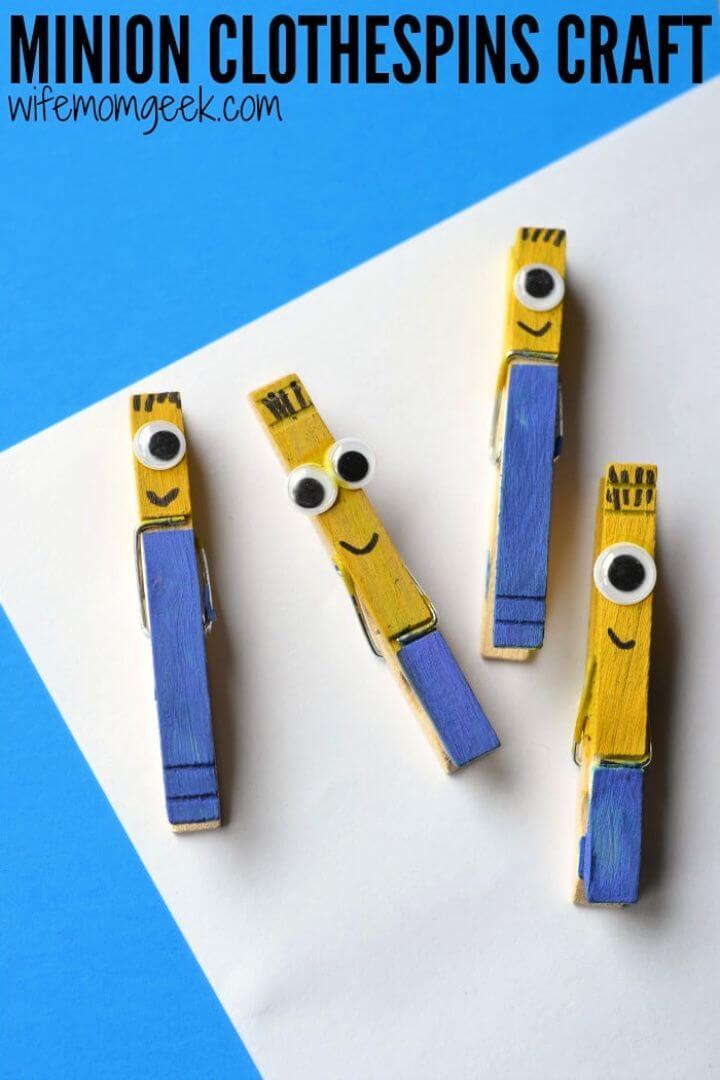 Simple DIY Minion Clothespin Craft For Kids