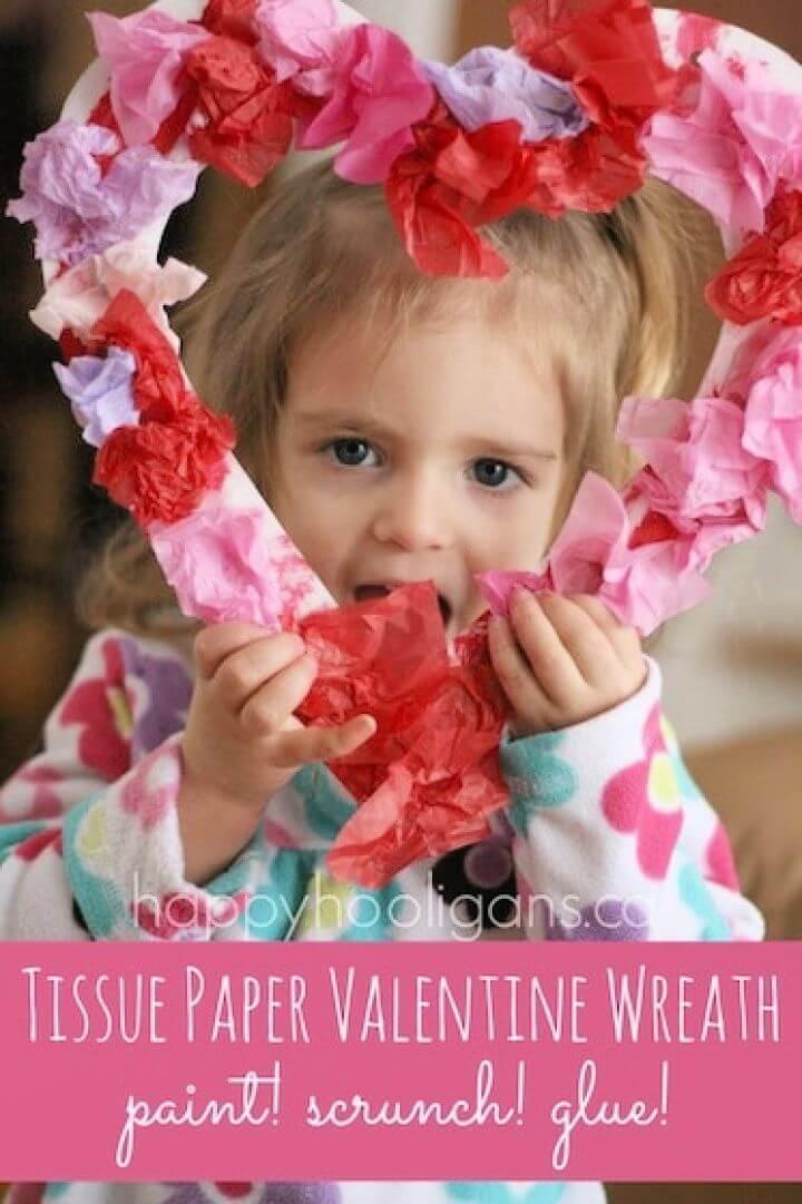 Tissue Paper Valentines Wreath for Toddlers to Make