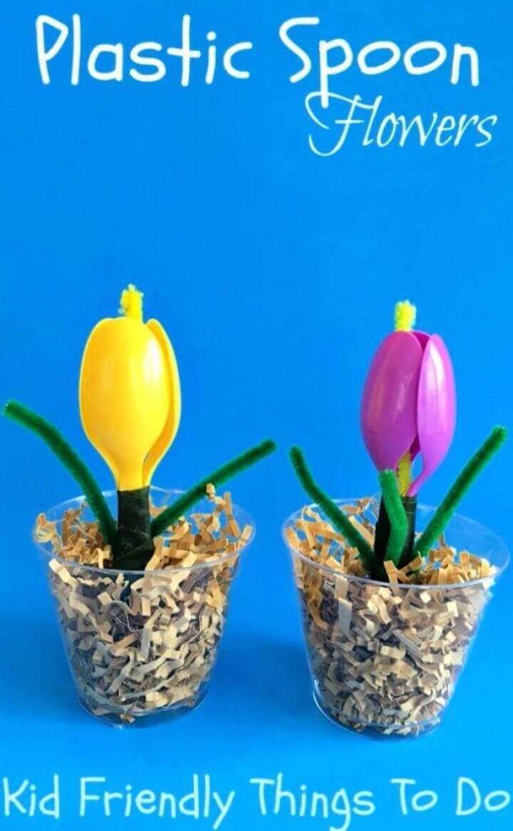 A Plastic Spoon Spring Flower Craft For Kids