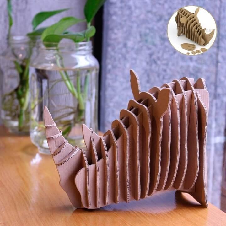 Adult Puzzle Games Wall decor DIY Crafts Cardboard Rhino Head