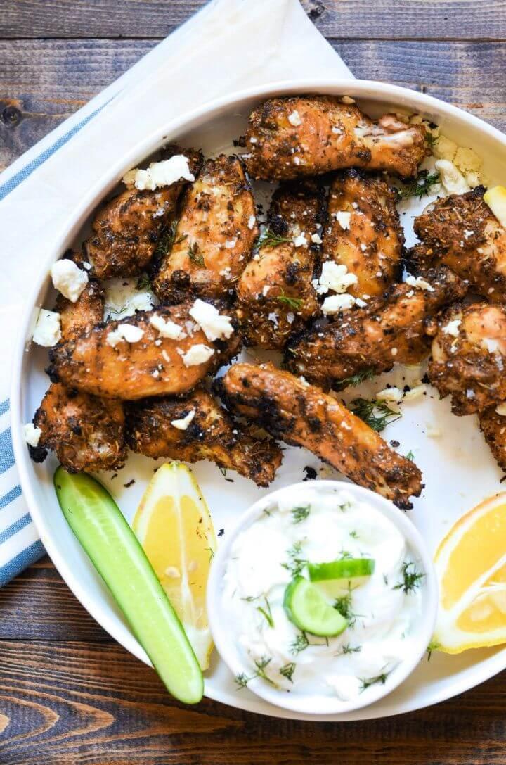 Baked Greek Chicken Wings with Tzatziki