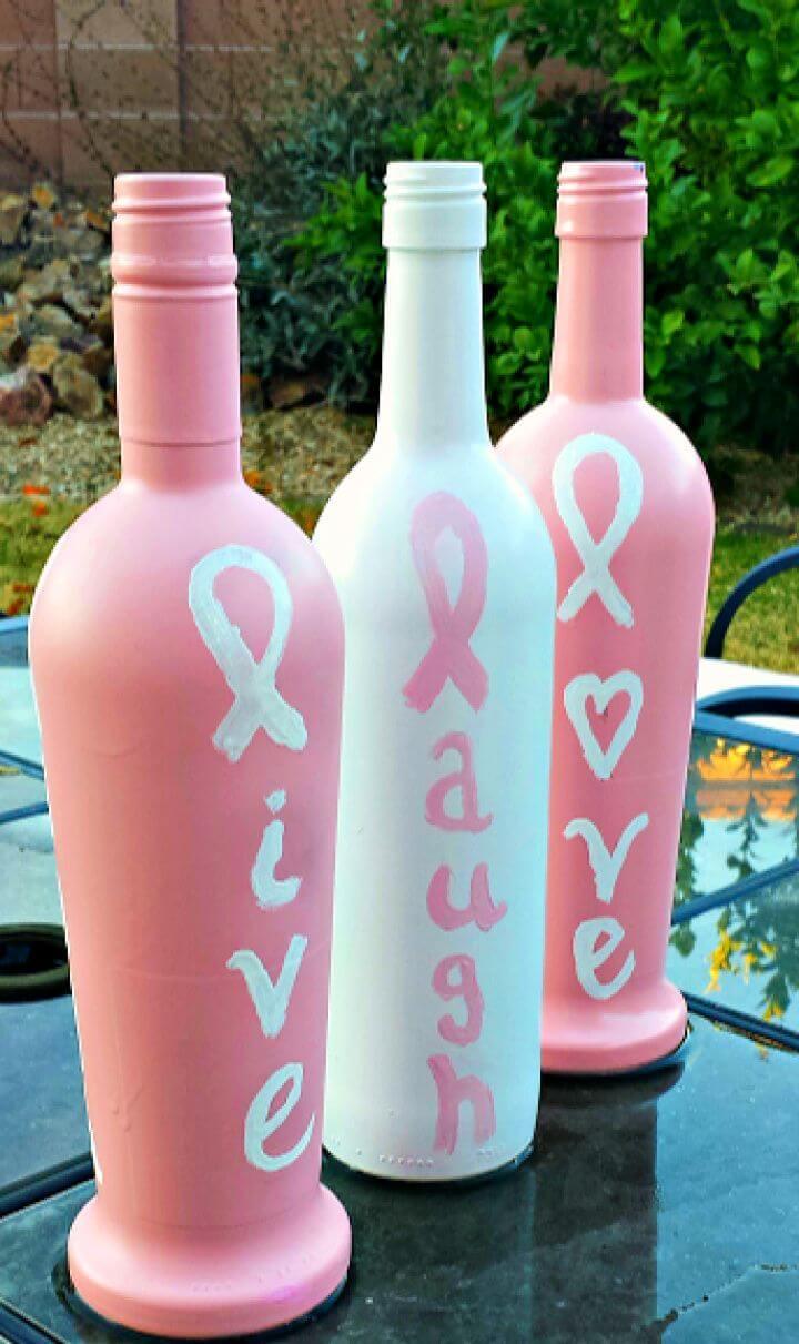 Breast Cancer Awareness Wine Bottle Crafts