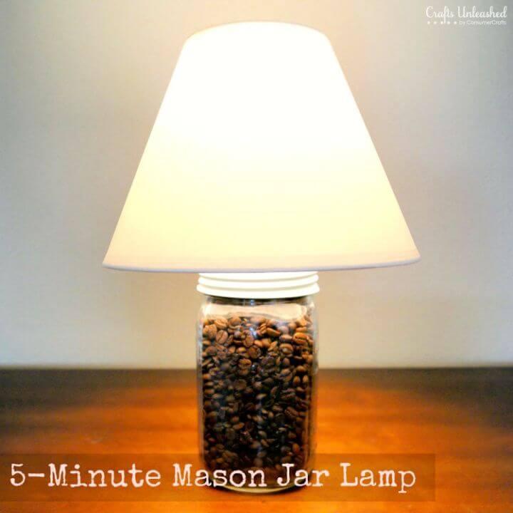 DIY Coffee Bean 5 Minute Mason Jar Lamp
