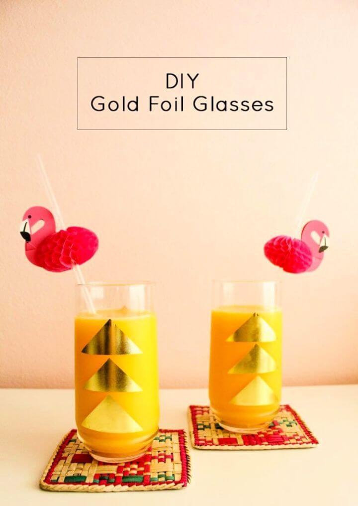 DIY Gold Foil Glasses And Tray