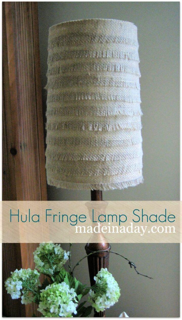 DIY Hula Fringe Flower Burlap Lamp Shade