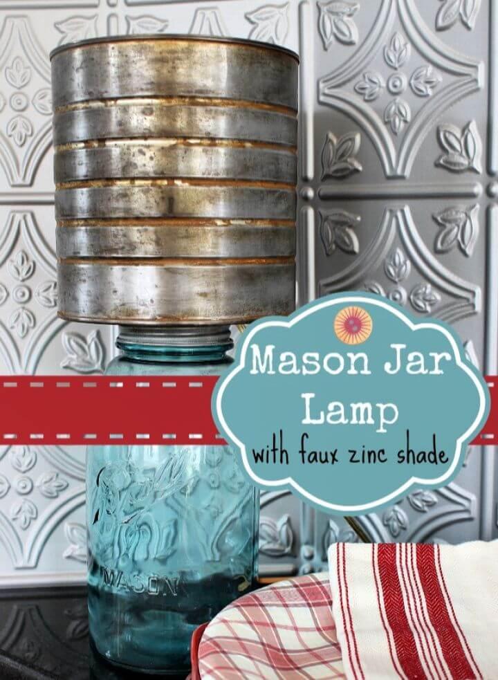 DIY Mason Jar Lamp with Faux Zinc Shade