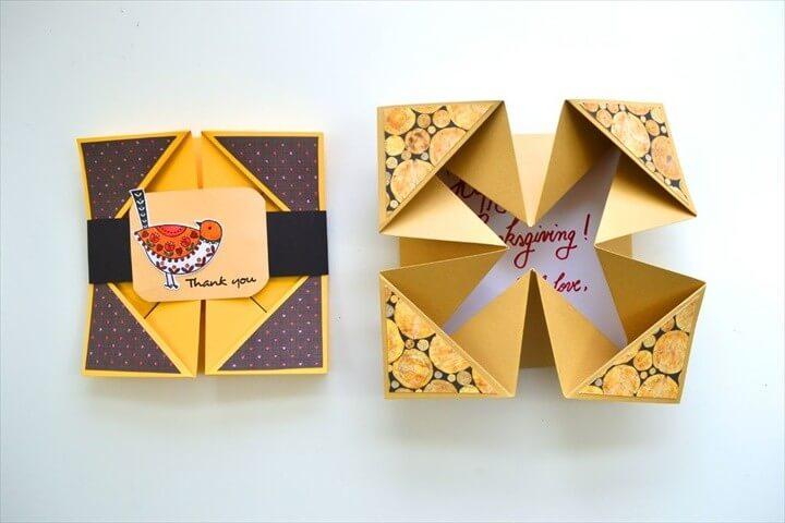 DIY Napkin Fold Card Thanksgiving Craft
