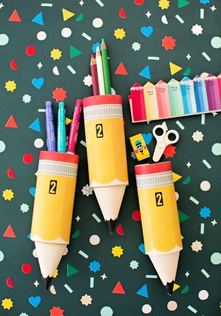 DIY Paper Pencil Tube Craft With Free Printable Template