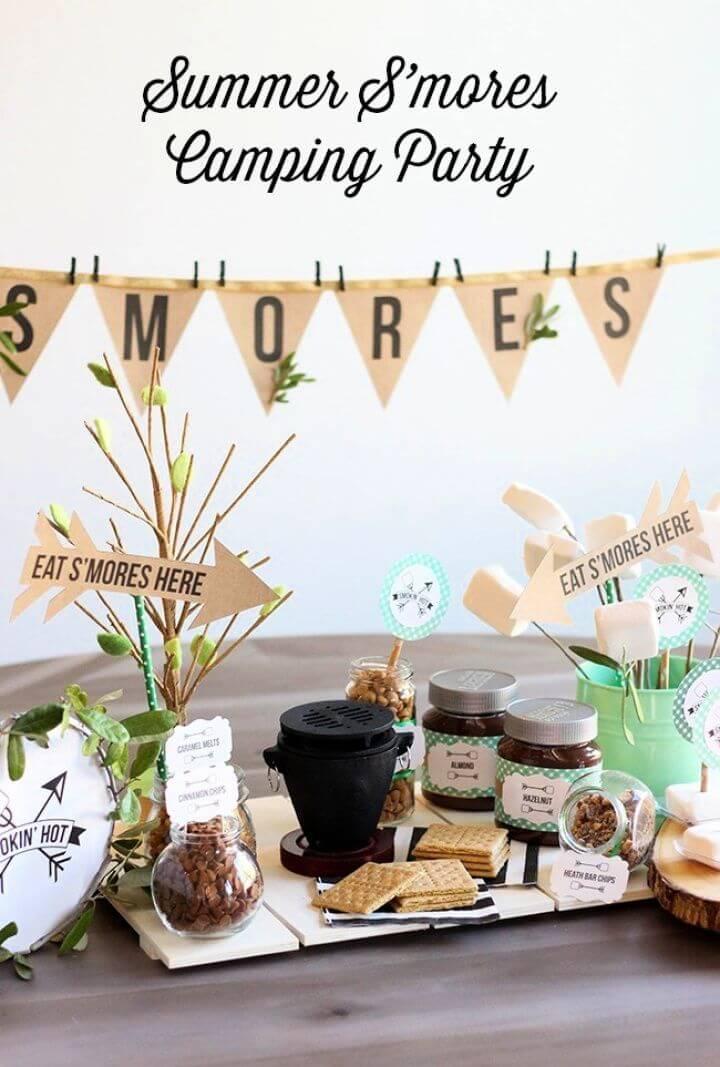DIY S’mores Summer Camping Party