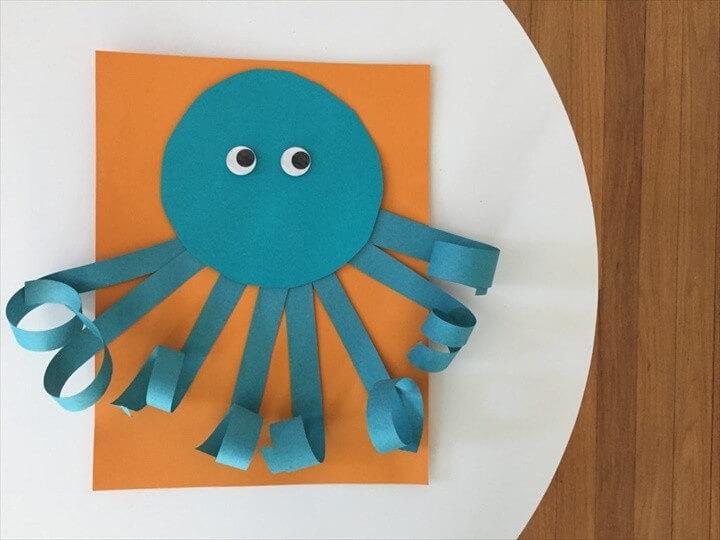 Easy Summer Craft for Kids Curly Paper Octopus