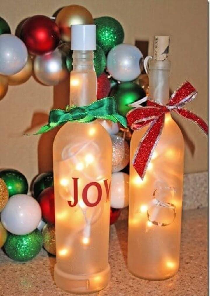 Frosted Luminary Wine Bottles