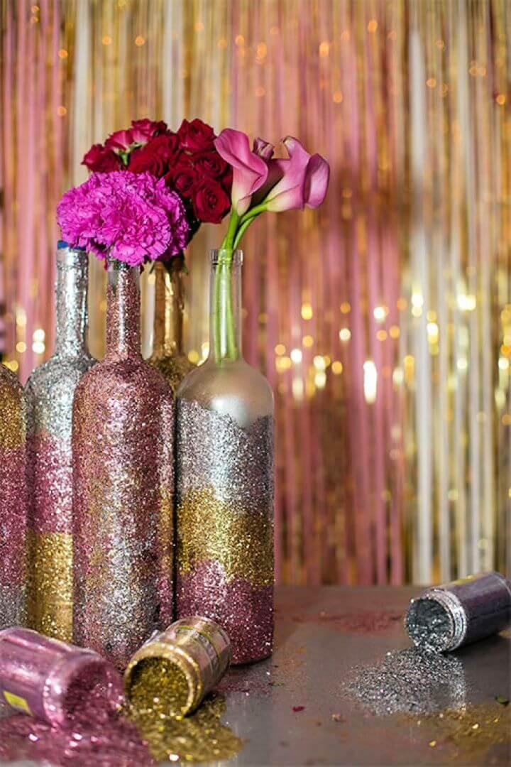 Glitter Wine Bottle Centerpieces