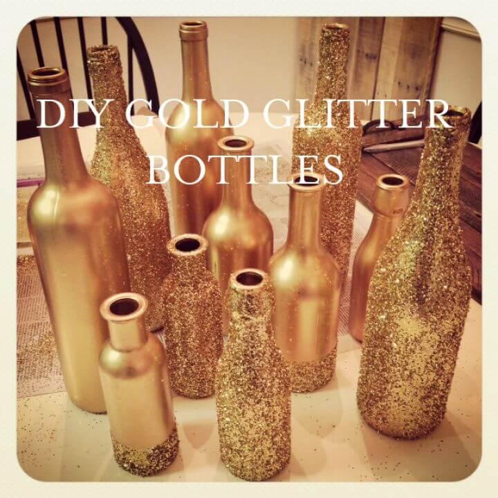 Gold Glitter Centerpiece Bottles