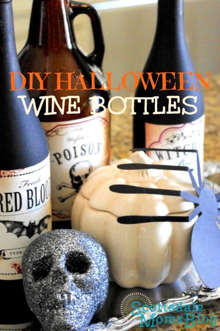 Halloween Decorations Using Your Empty Wine Bottles