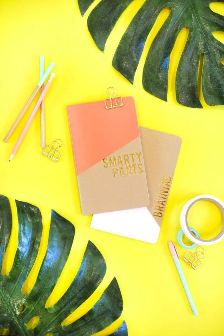 How To DIY Gold Foil Notebooks For Back To School