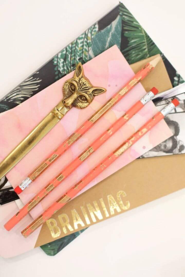 How To DIY Gold Marbled Pencils