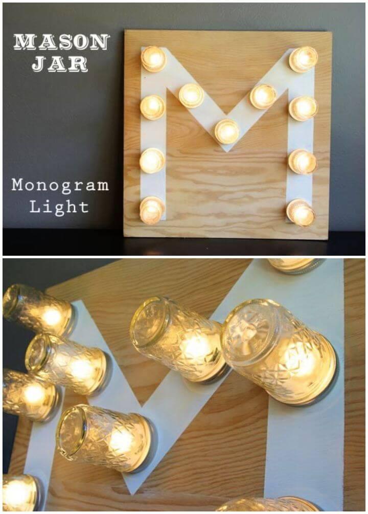 How To DIY Mason Jar Monogram Light